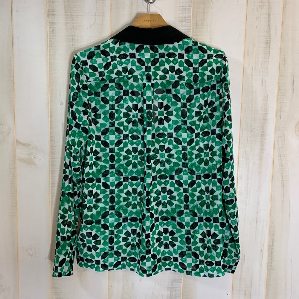 Michael Kors Green Black Print Top S - Picture 2 of 5